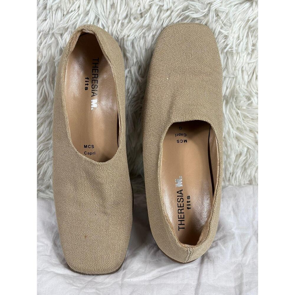 Theresia M. Shoes Womens Size 6 Beige Capri Slip On Wedge Comfort Square Toe